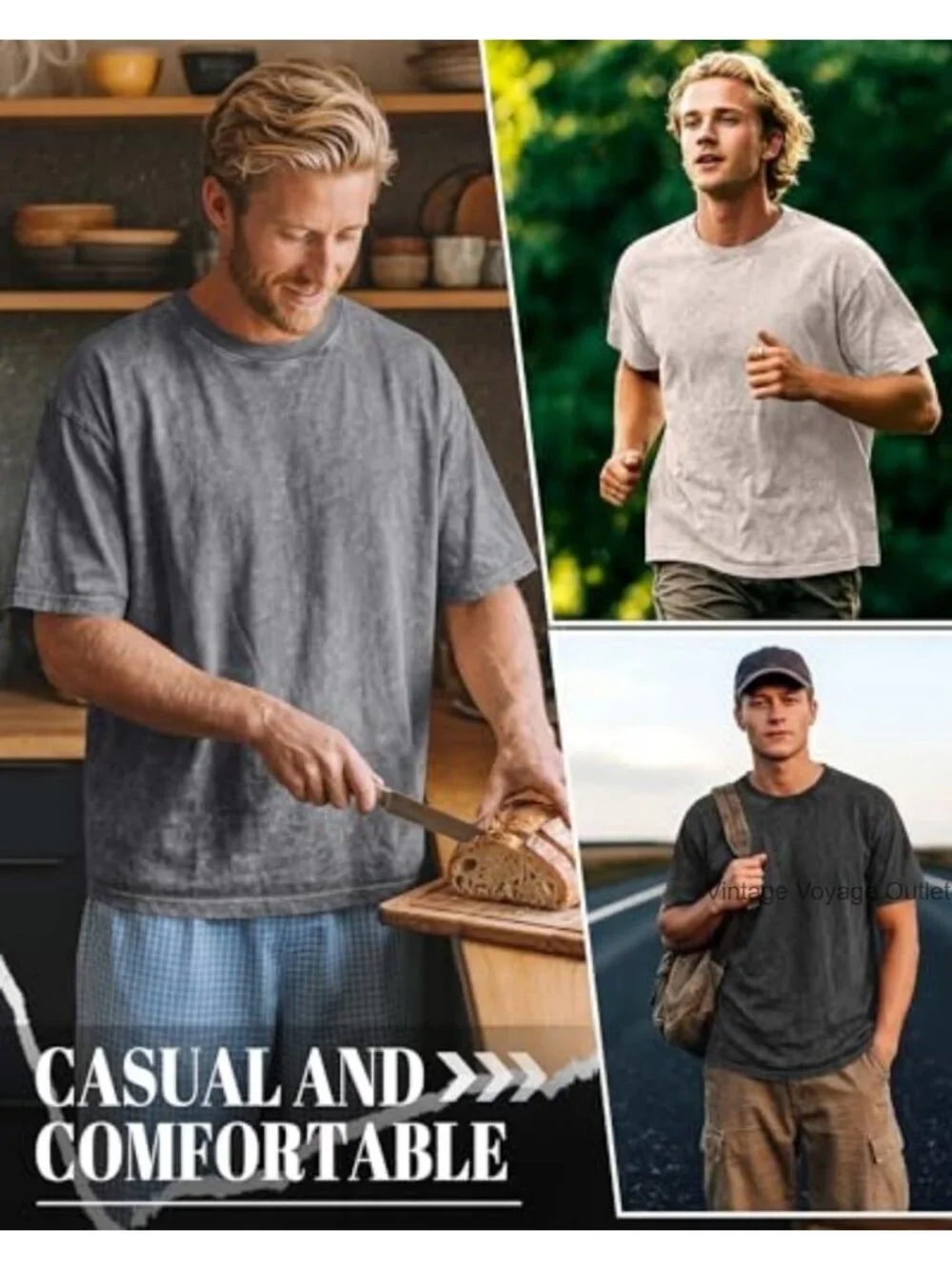 4 Pack Mens Oversized Short Sleeve Tees Heavyweight Cotton Blend Crew Neck